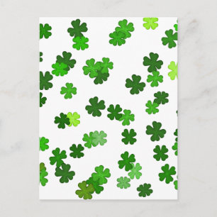 Kelly green “Shamrocks Falling” Postcard