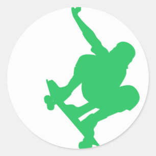 Kelly Green Skater Classic Round Sticker