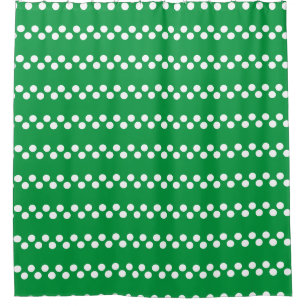 Kelly Green: Small white Polka Dot Pattern Shower Curtain