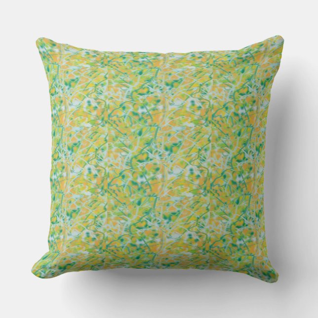 Kelly green, tan, light blue design Pillow (Front)