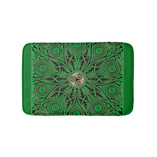 Kelly Green Triskele Mandala Bath Mat