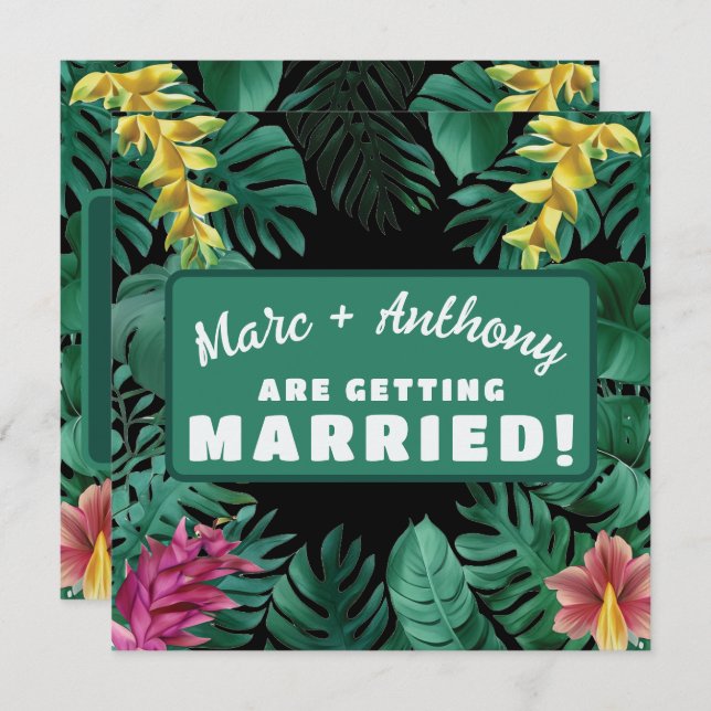 Kelly Green Tropical Jungle Destination Wedding Save The Date (Front/Back)