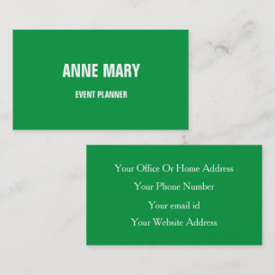 Kelly Green White Classy Wedding Custom Colour Business Card