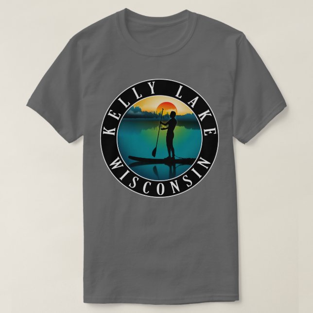 Kelly Lake Wisconsin Paddleboarding T-Shirt (Design Front)