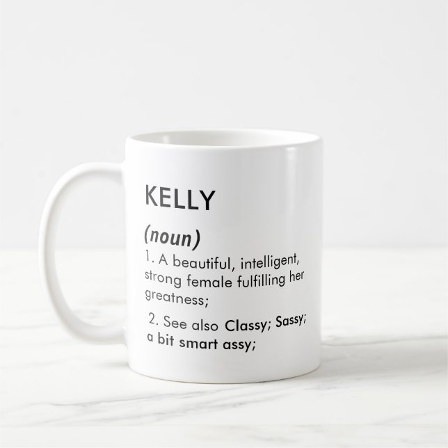 Kelly name, Editable name, Custom name Coffee Mug (Left)