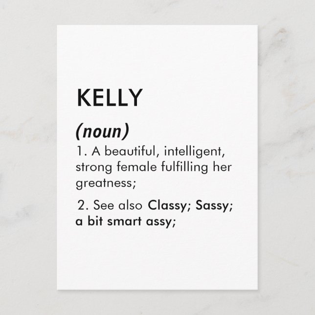 Kelly name, Editable name, Custom name Postcard (Front)