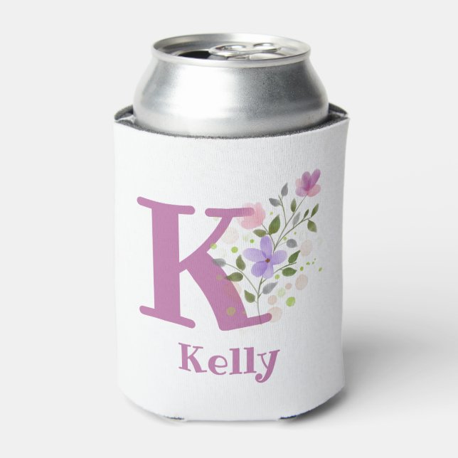 Kelly Name with a Floral Design Can Cooler (Can Front)