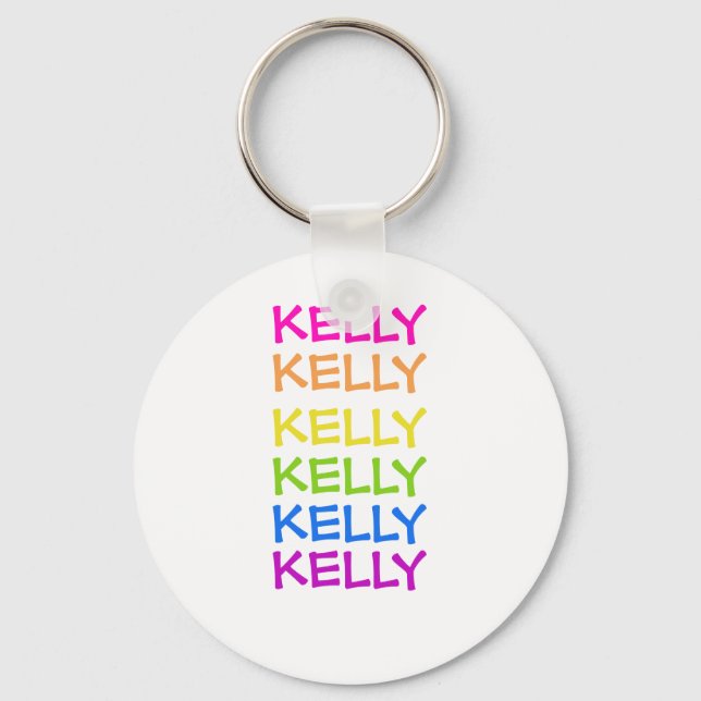Kelly - Names - Neon Letters Round Keychain (Front)