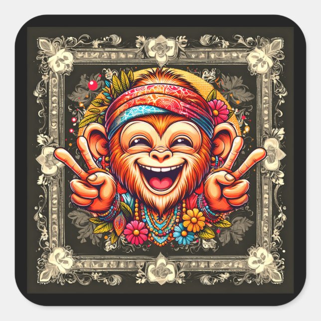 "Kelly the Chill Monkey Sticker" Square Sticker (Front)