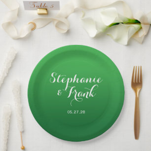 Kelly to Forest Green Gradient Wedding Paper Plate