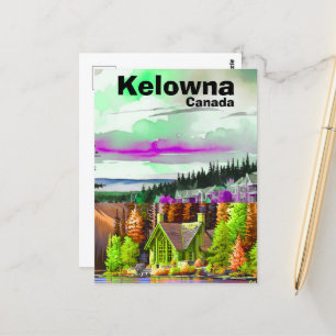 Kelowna BC Travel Postcard, British Columbia Art P Postcard