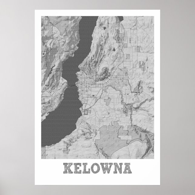 Kelowna - Canada Pencil City Map Poster (Front)