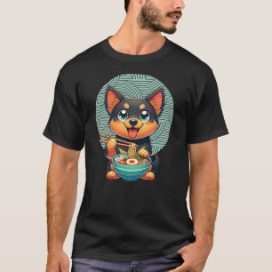 Kelpie Dog Eating Ramen, Australian Kelpie T-Shirt