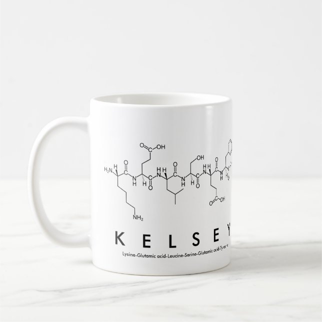 Kelsey peptide name mug (Left)