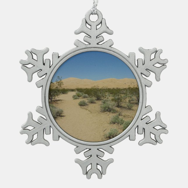 Kelso Dunes at Mojave National Park Snowflake Pewter Christmas Ornament (Front)