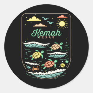 Kemah Tx Cute Beach Vacation Sea Turtle Lover  Classic Round Sticker