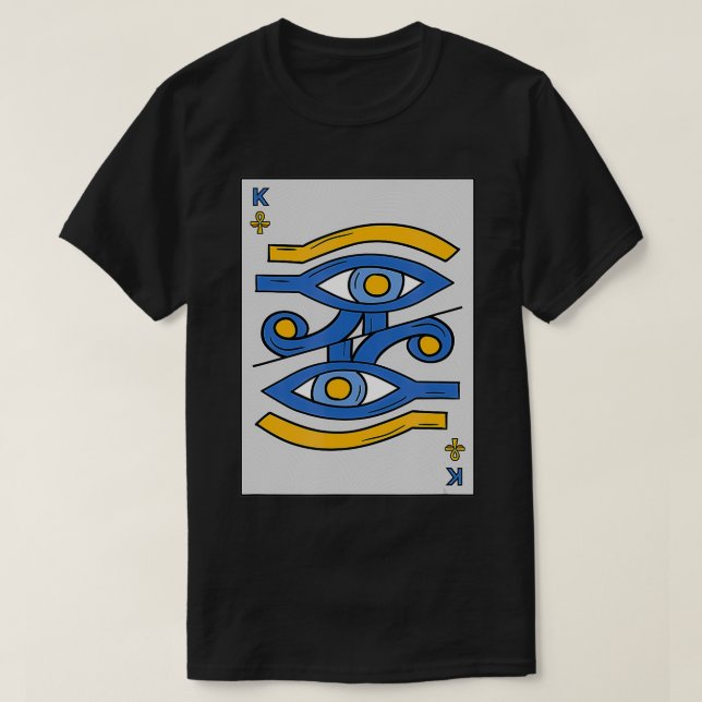 Kemetism Play Card Black Egyptian Eye Of Horus Mel T-Shirt (Design Front)
