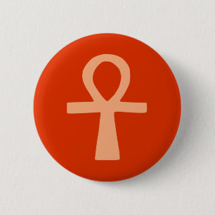 Kemetism symbol (orange) 6 cm round badge