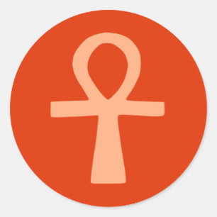 Kemetism symbol (orange) classic round sticker