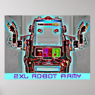 Ken Gauge 2-XL Robot Army Retrowave Pop Surrealism Poster