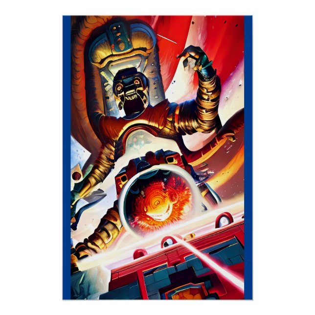 Ken Gauge Fire the Laser Cannons Retro Art Poster (Front)