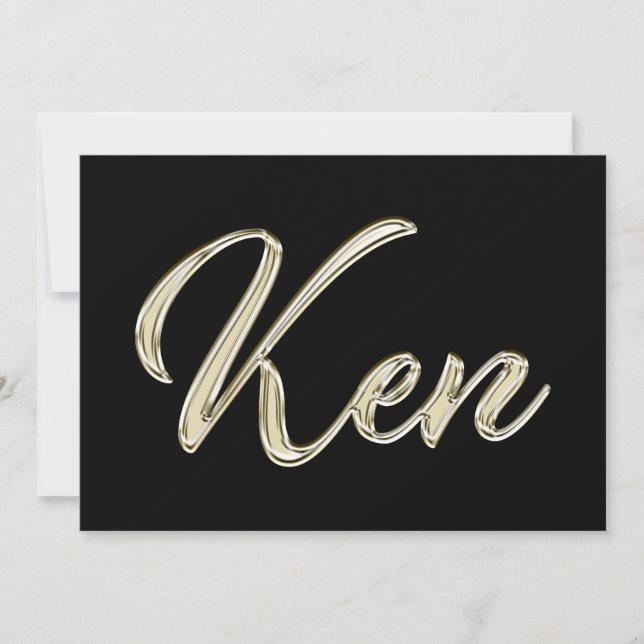 Ken Name white gold Handwriting Card (Front)