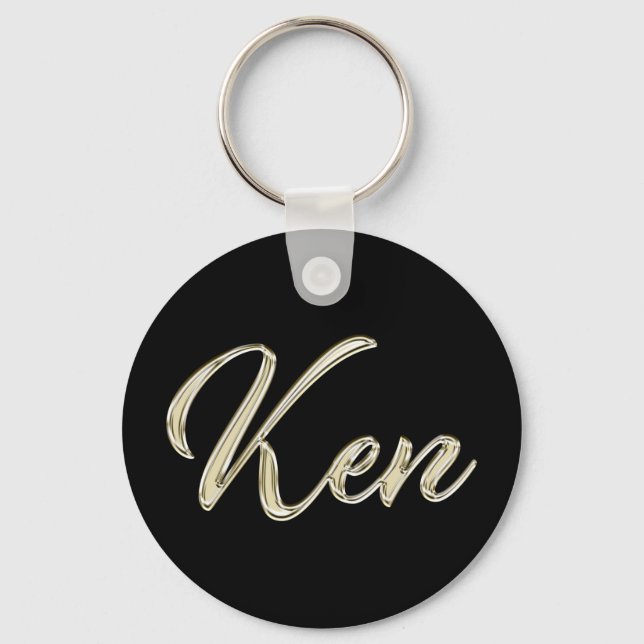 Ken Name whitegold Button Schlüsselanhänger Key Ring (Front)