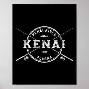 Kenai Ak Vintage Crossed Fishing Rods Poster
