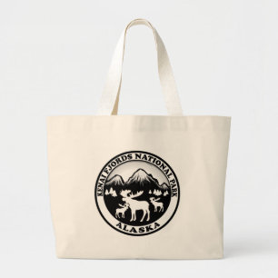 Kenai Fjords National Park Alaska moose circle Large Tote Bag
