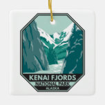 Kenai Fjords National Park Alaska Vintage  Ceramic Ornament<br><div class="desc">Kenai Fjords vector artwork design. The park is an American national park that maintains the Harding Icefield,  its outflowing glaciers,  and coastal fjords and islands.</div>
