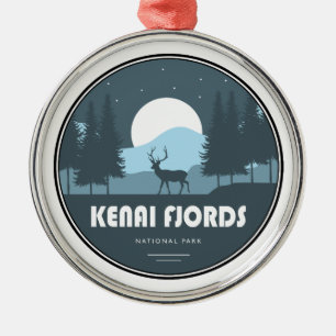Kenai Fjords National Park Deer Metal Tree Decoration