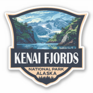 Kenai Fjords National Park Illustration Retro Art
