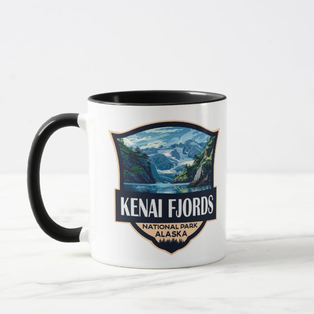 Kenai Fjords National Park Illustration Retro Art Mug (Left)