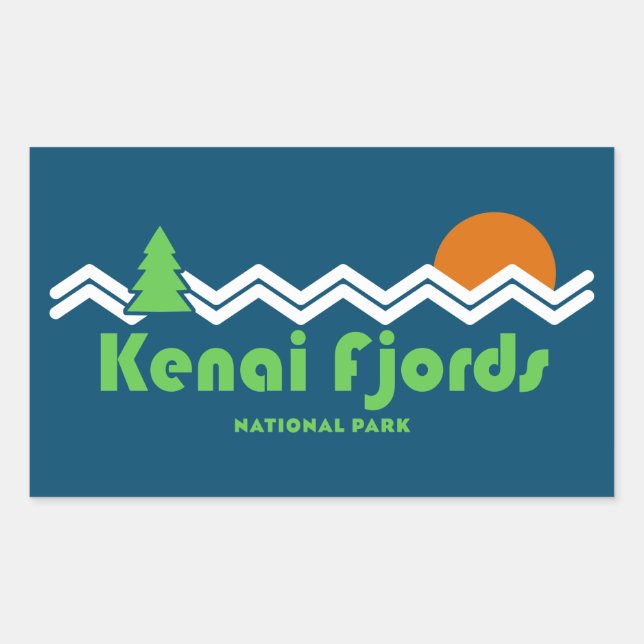 Kenai Fjords National Park Retro Rectangular Sticker (Front)