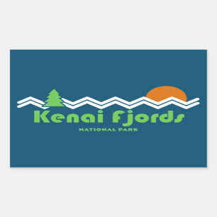 Kenai Fjords National Park Retro Rectangular Sticker