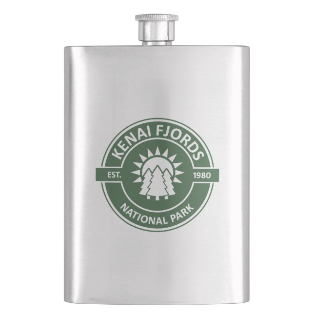 Kenai Fjords National Park Sun Trees Hip Flask (Front)