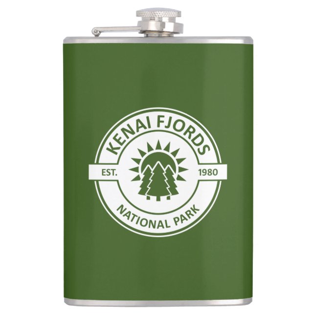 Kenai Fjords National Park Sun Trees Hip Flask (Front)