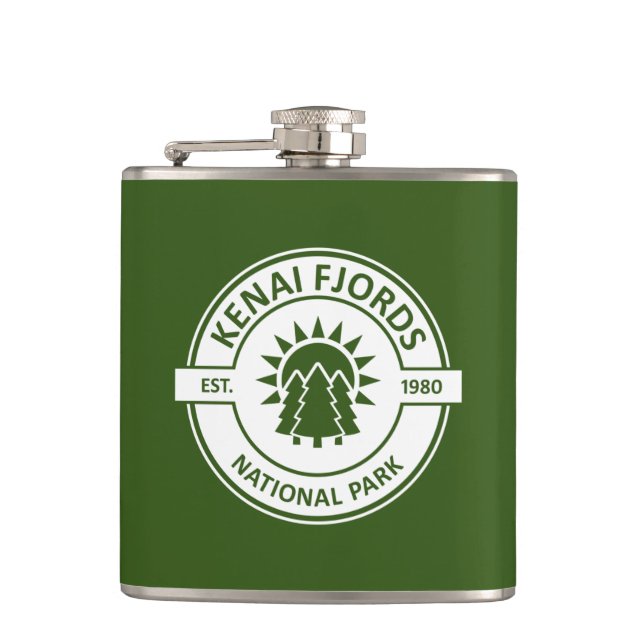 Kenai Fjords National Park Sun Trees Hip Flask (Front)