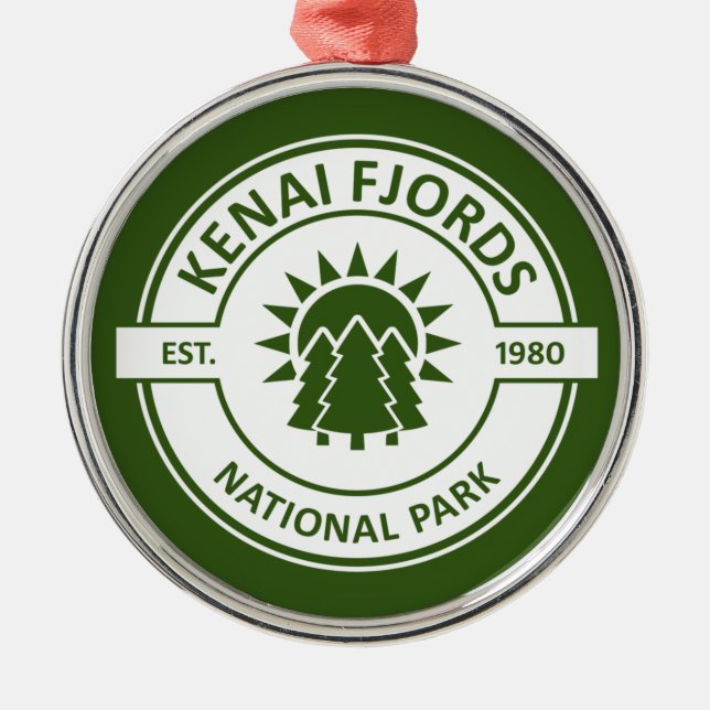 Kenai Fjords National Park Sun Trees Metal Tree Decoration (Front)