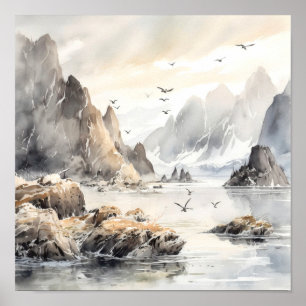 Kenai Fjords National Park Watercolor Poster