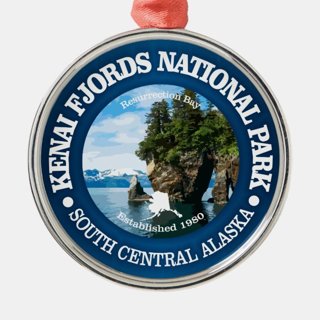 Kenai Fjords NP Metal Tree Decoration (Front)