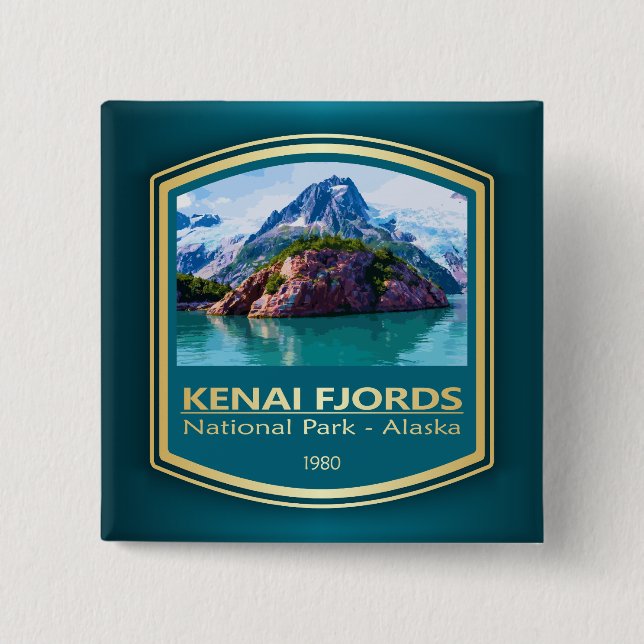 Kenai Fjords NP (PF1) 15 Cm Square Badge (Front)