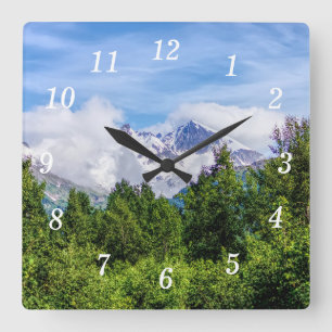 Kenai Fjords Snowy Mountains Wall Clock