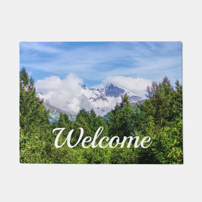 Kenai Fjords Snowy Mountains Welcome Doormat (Front)