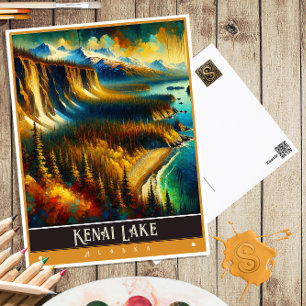 Kenai Lake, Alaska   Vintage Painting Postcard