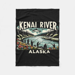 Kenai River Alaska Ak Salmon Fishing Nature Lovers Fleece Blanket