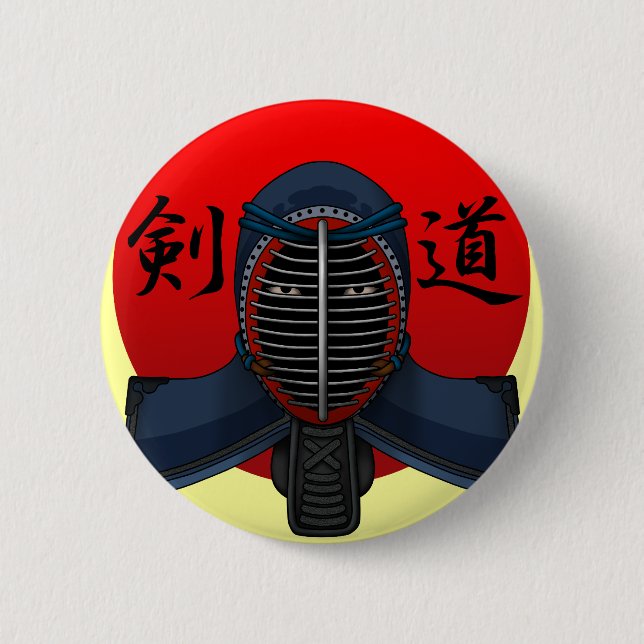 Kendo men2 6 cm round badge (Front)