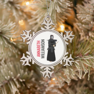 Kendo Snowflake Pewter Christmas Ornament