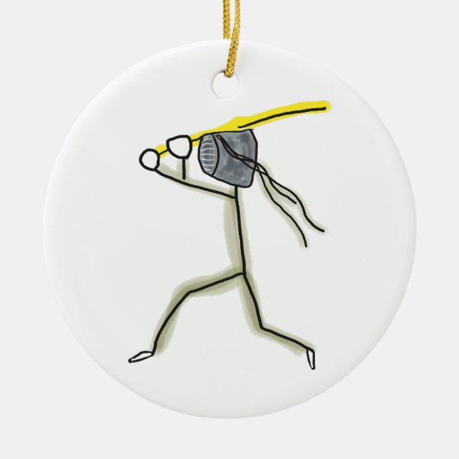 Kendo Stickman Ceramic Tree Decoration (Front)