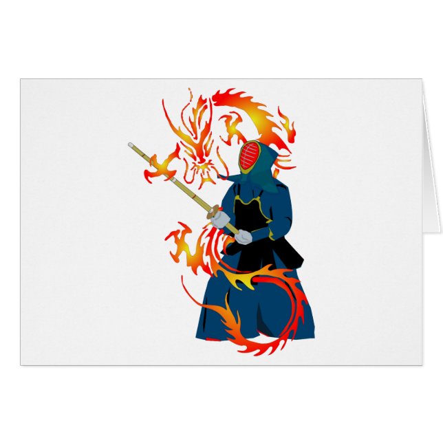 Kendo Swordsman and Fire Dragon (Front Horizontal)